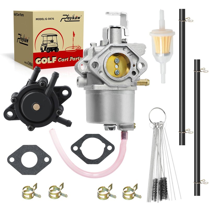 Roykaw FE350 Carburetor Kit Compatible with Club Car DS, Precedent, Carryall, Turf Golf Cart 1996-up Kawasaki Engine, Replaces OEM # 1016441-01, 1035245-01, 1018059-01, 1019059-01