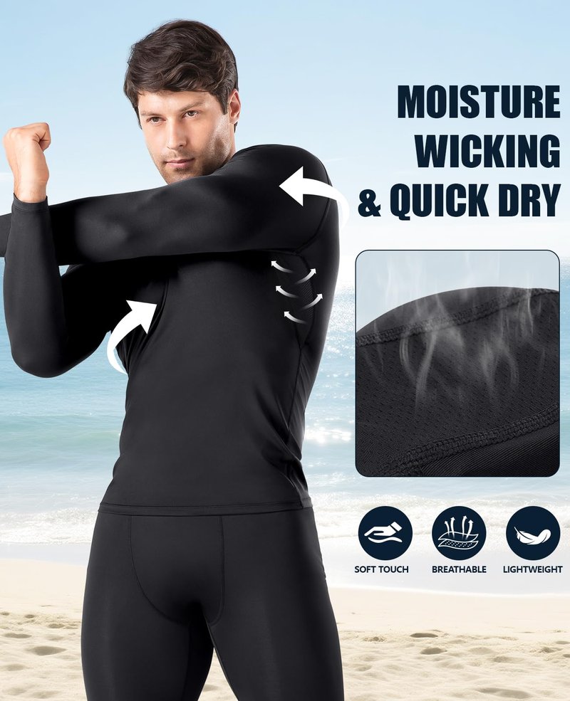 Niksa 3 Pack Long Sleeve Compression Shirts for Men Cool Dry Athletic Undershirt Workout Tops Base Layer for Running