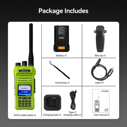 Retevis Ailunce HA1G GMRS Radio, Upgrade CHIRP, Long Range Walkie Talkies, IP67 Waterproof Two Way Radio, NOAA Alerts, USB-C Charging, GMRS Handheld Radio for Emergency, Hunting, Camping(Green,1 pack)