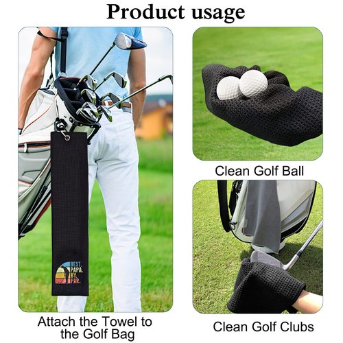 DYJYBMY Best PaPa by Par Funny Golf Towel, Embroidered Golf Towels for Golf Bags with Clip, Men's Golf Accessories, Fathers Day Birthday Gifts for Golf Fan, Retirement Gift, Dads Golf Towel