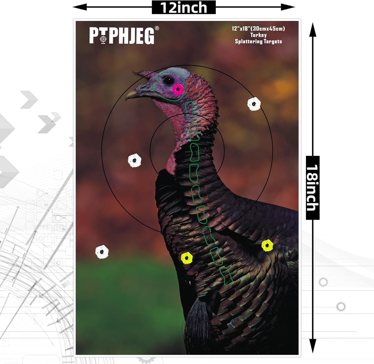 Small Game Animal Targets by Photo-Realistic | Reflective Turkey Targets - 12"x18" - Instant Splatter for All Guns