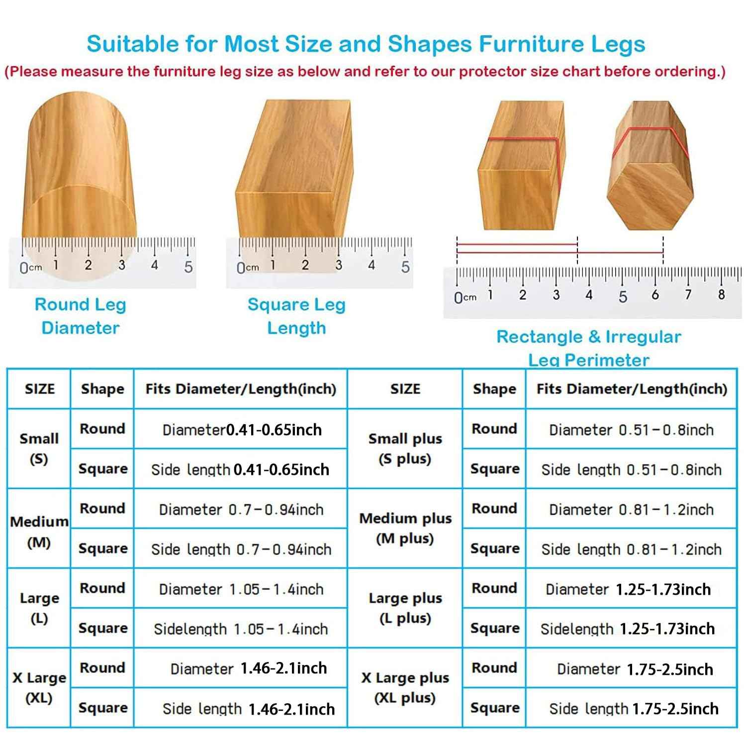 16 Pack Chair Leg Floor Protectors for Hardwood Floors, Round Rubber Furniture Sliders, 360°Felt Pad Bottom Wrapped Thickening Silicone Furniture Legs Caps Covers(Round,Clear-Brown-S)