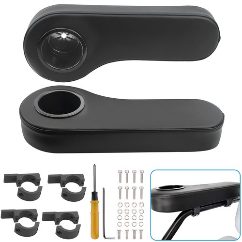 NOKINS Golf Cart Armrest with Cup Holder Support Frame Sturdy No Drilling for Most Golf Cart 1-1/4 inch Round Tube, Normal Black, i40 i40L i40FL i40F i60 i60L i60F i80