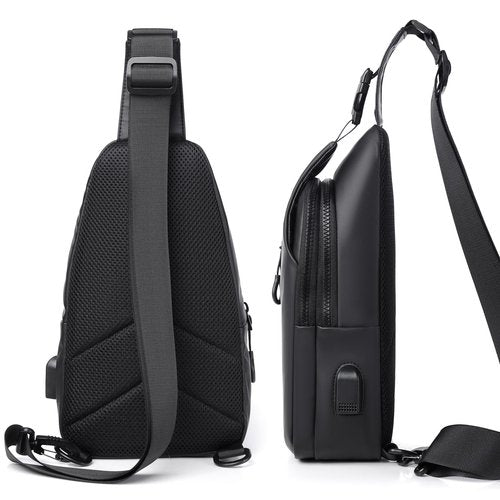 DAYELIVE Waterproof Sling Bag for Men Crossbody Bag Shoulder travel Backpack Sling with USB Charging Port Anti Theft Cross Body Bag Chest Daypack for Hiking Sports Running Women-Black