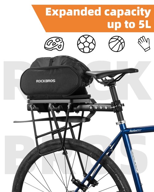 ROCKBROS Foldable Bike Bag for Rear Rack - Durable, Expandable, and Versatile - 5L Capacity