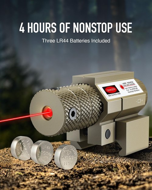 Pinty Tactical Red Laser Sight for Pistol Rifle Airsoft, 100m Range Compact Low Profile Gun Laser, 21mm Picatinny Mount, FDE Tan