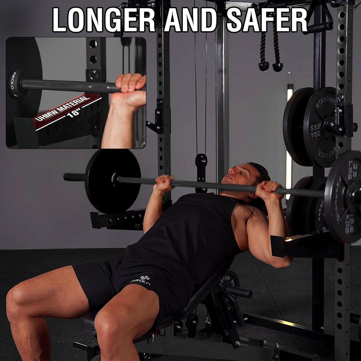 Mikolo Power Cage - 2000LB Power Rack with Dual Pulley System | Multi-Function Home Gym Equipment