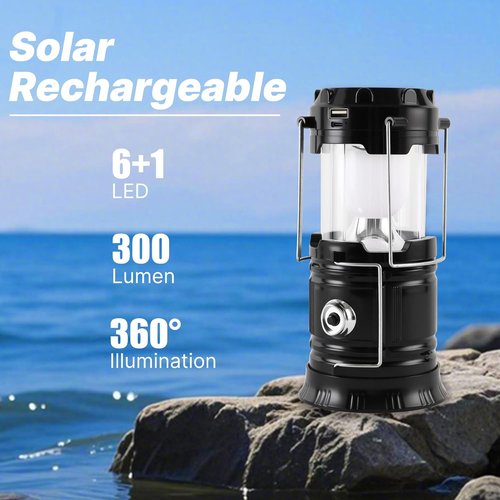 Lichamp Portable Solar Camping Lantern - USB Rechargeable LED Flashlight | 4-Pack Survival Kits for Emergencies