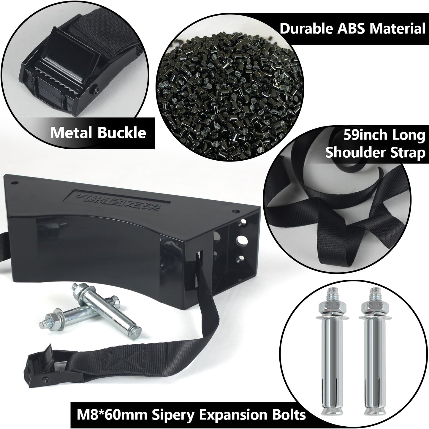 LrqzHsyl Propane Tank Holder Propane Tank Mount Gas Cylinder Holder high Quality ABS Gas Cylinder with Screws and Safety Chain Supported 4"-12",Supported 59inch ,for Cylinder Pack of (Black)