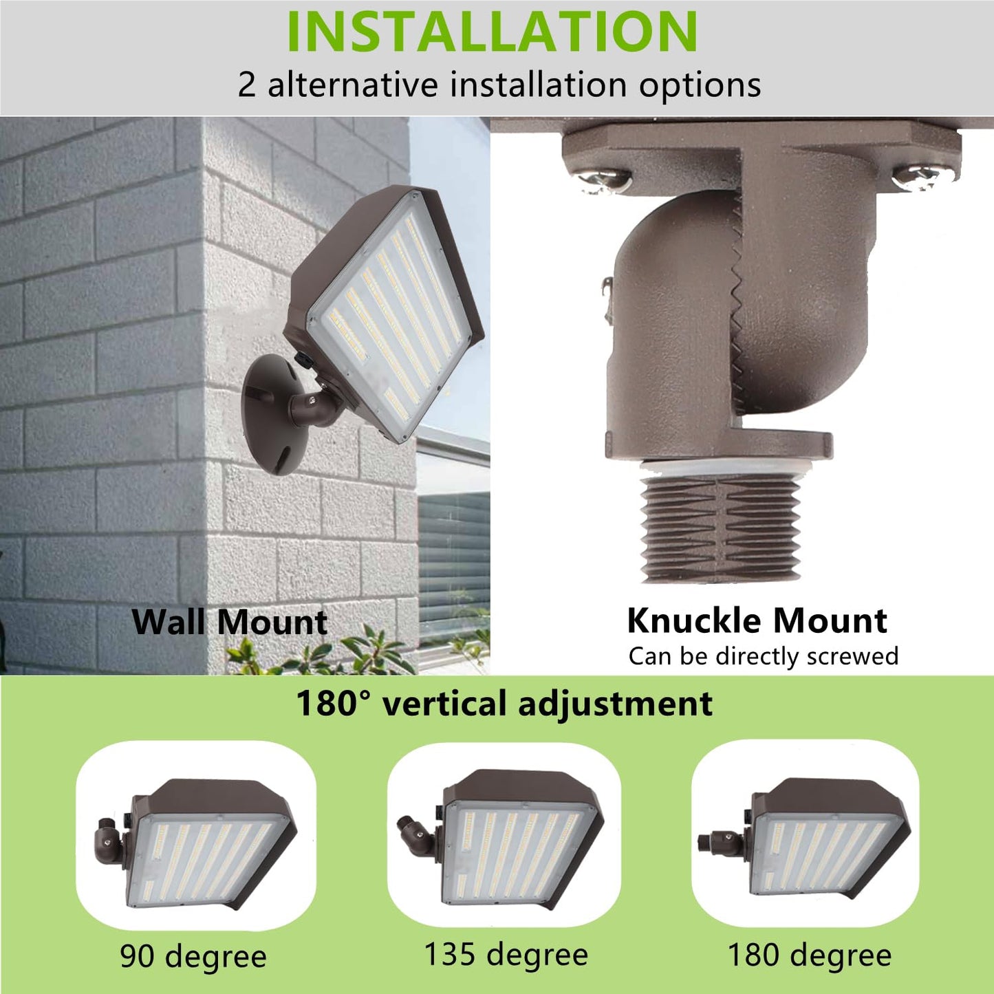 180W Outdoor LED Flood Light Dusk to Dawn with Knuckle, 25200LM 1500W Equivalent, 100-277V 5000K Daylight, ETL Commercial LED Flood Light Fixture, Outdoor Security Lighting for Landscape/Parking Lot