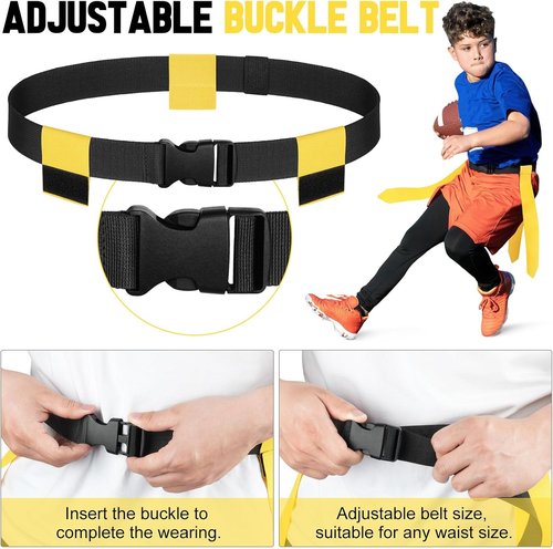 Flag Football Set by [Brand Name] - Adjustable 14/20 Player Belts with Cones, Football, Pump & Bag