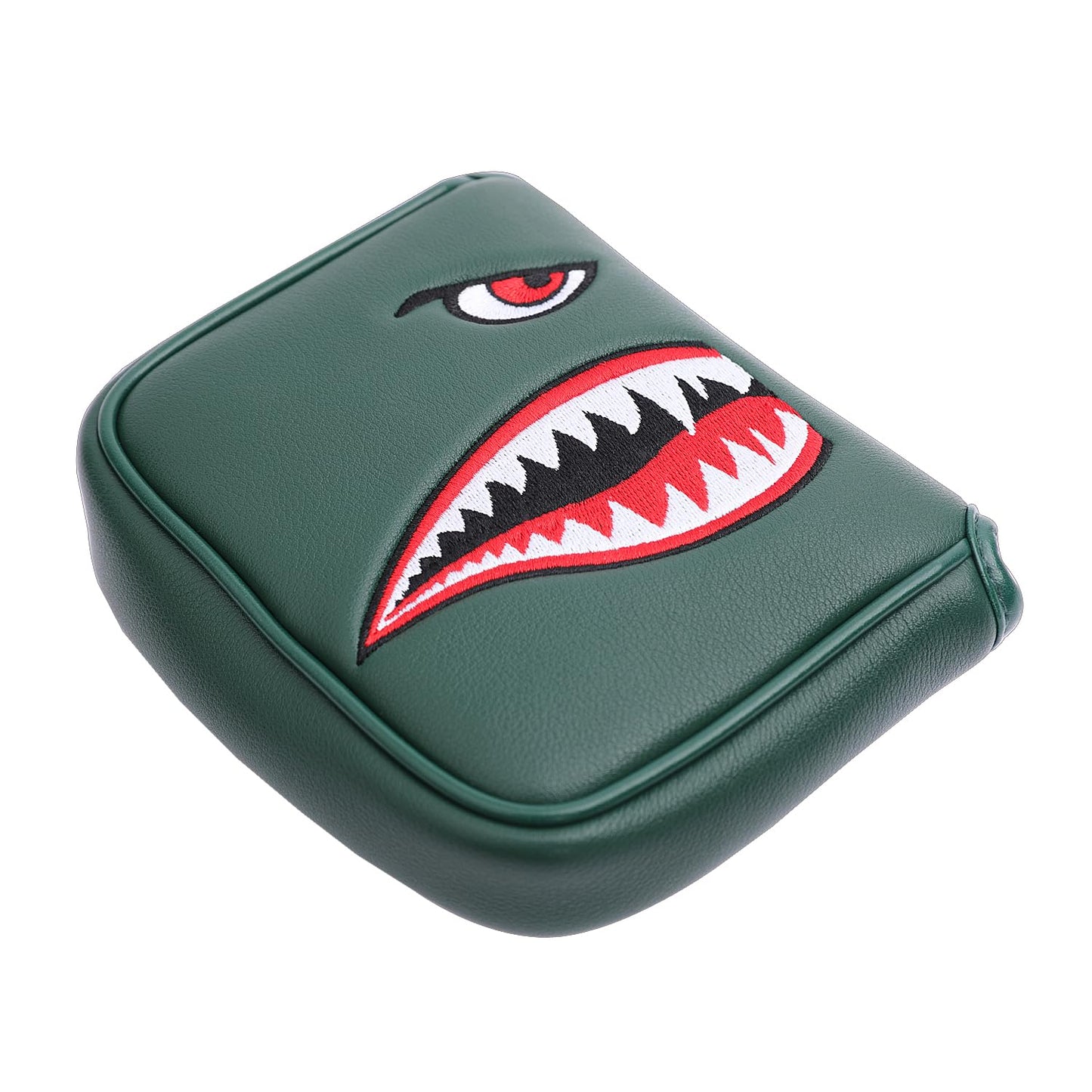 SHABIER Dark Green Golf Putter Cover with Tiger Shark Design Golf Large Mallet Headcover