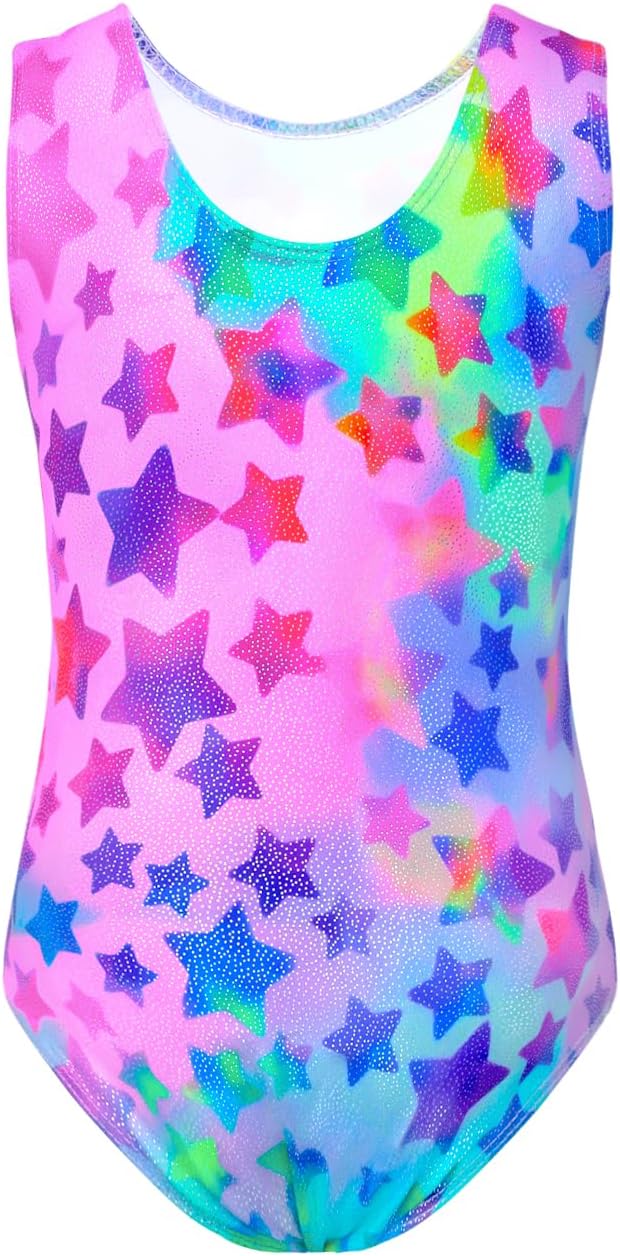 TENVDA Gymnastics Leotards for Girls - Sparkly Colorful One-Piece Tumbling Outfit | Sizes 2-12 Years