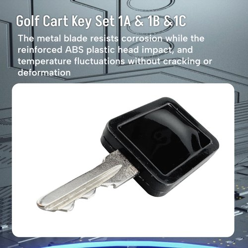 Qiqimingxin Golf Cart Key Set 1A & 1B &1C Replacement Keys Fit for Club Car Golf Cart Fit for Carryall 2014-Up Fit for Tempo Fit for Onward Lithium Replace 105068002 & 101974701 3-Pack Black