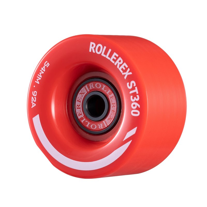 Rollerex ST360 92A 54mm x 32mm Roller Skate Wheels (8-Pack w/Bearings, Spacers and Washers) (Color Options) - Indoor Outdoor - Use for Quad Skate Wheel Replacement (Rocket Red)