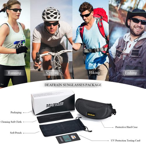DEAFRAIN Polarized Sports Sunglasses - Unbreakable TR90 Frame with UV Protection for Cycling, Running, Fishing
