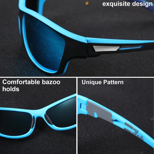 Flutesan 4 Pieces Polarized Sports Sunglasses for Men Driving Cycling Fishing Sun Glasses Men Sports with UV Protection