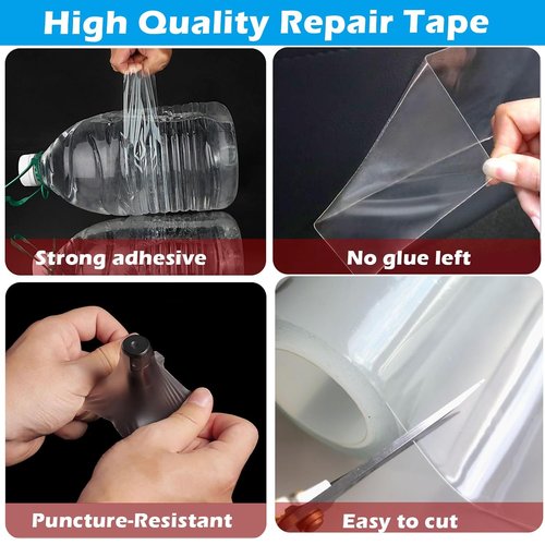 Clear Waterproof Repair Tape by [Brand Name] - Heavy Duty 5 Inch x 10FT Patch for Fabric, Tarp, Tent, RV Roof & More