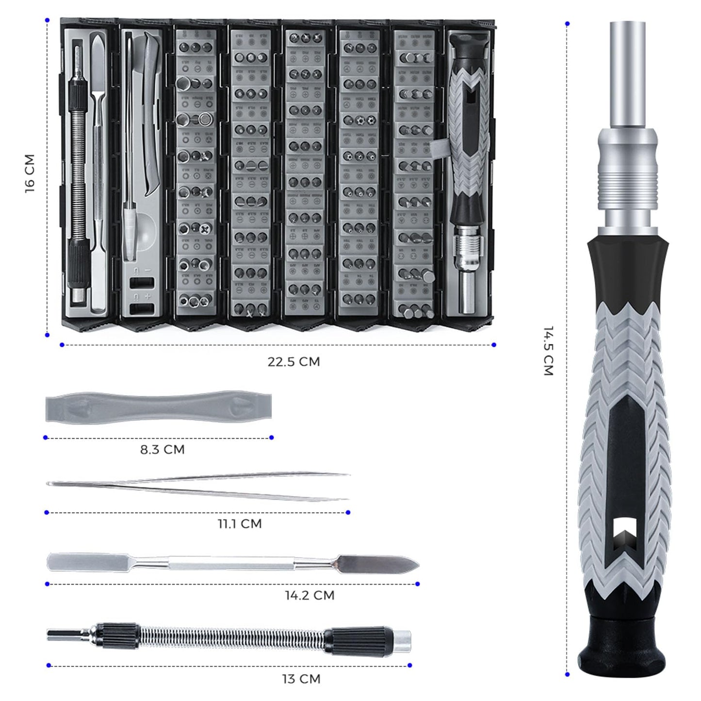 YitaiIns Mini Screwdriver Set 126 Magnetic CR-V Bits with Mechanical Reel Design, Ergonomic Anti-Slip Handle, Precision Tools for Laptops, Phones, Game Consoles, Watches, and Electronics