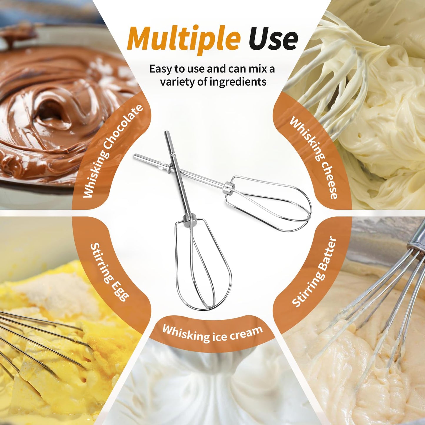 W10490648 Beaters Attachments for KitchenAid Hand Mixer, Stainless Steel Turbo Beaters Compatible with KitchenAid Mixer Replacement KHM2B AP5644233 PS4082859 Parts (2 Pack)