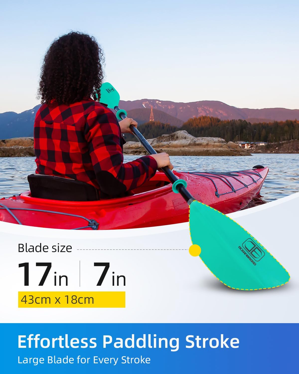 OCEANBROAD Kayak Paddle - 86in/218cm & 90.5in/230cm Floatable Alloy Shaft Oar for Kayaking & Canoeing
