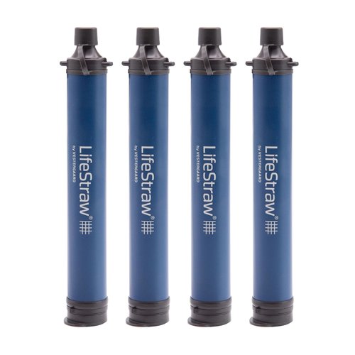 LifeStraw Personal Water Filter for Hiking, Camping, Travel, Emergency Preparedness, and Disaster Relief, 4 Pack, Navy