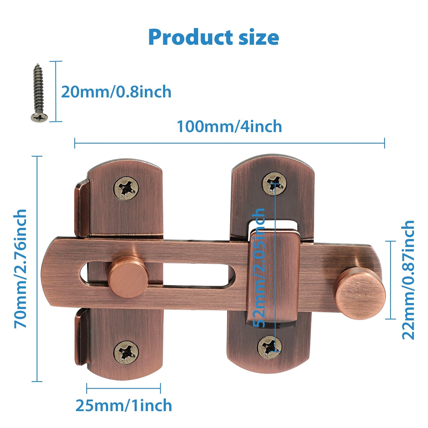 Alise 4 inch Flip Latch Gate Latches,Safety Door Lock for Barn Wood Fence Sliding French Doors,Heavy Duty SUS304 Stainless Steel Gate Hardware. Red Bronze,MS9500-R