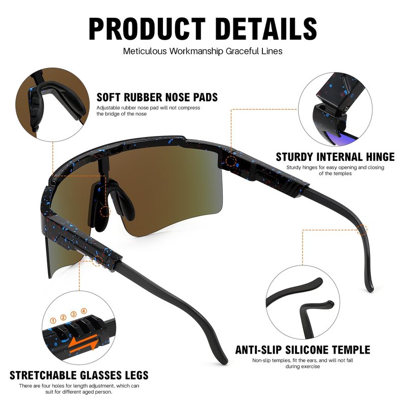 MALIDAK Mens Sports Sunglasses UV400 Protection Youth Baseball Sunglasses Men Womens for Softball Running Pickelball Football