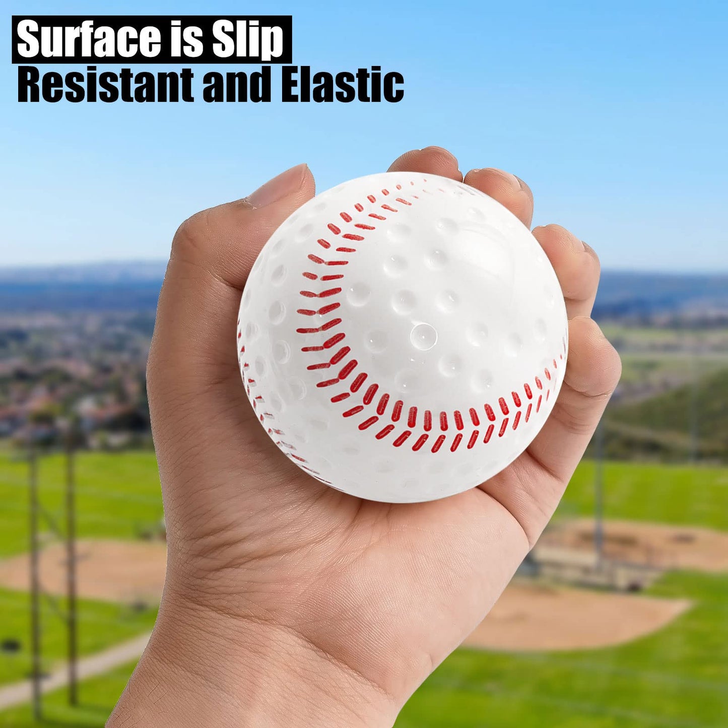 Baisidiwei Baseballs 12 Pack Dimpled Baseballs, 9-Inch Pitching Machine Balls for Hand-Eye Coordination, Hitting and Fielding Practice (Orange)