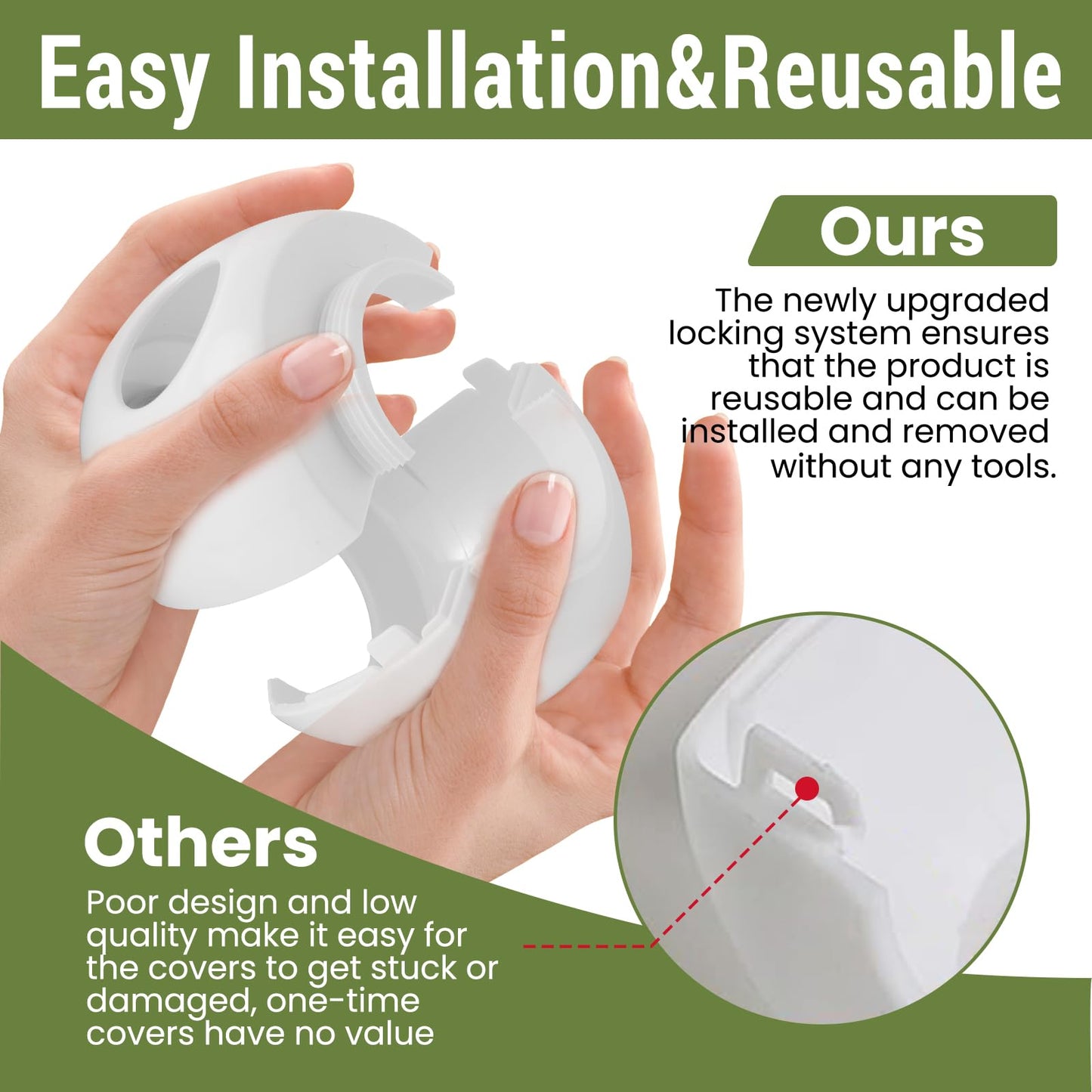 GCRQ Child Safety Door Knob Covers 4 Pack Reusable Baby Proof Door Knob Locks Baby Proof Door Handle Protector for Kids Universal Fit Easy Grip Lockable Design No Tools Needed