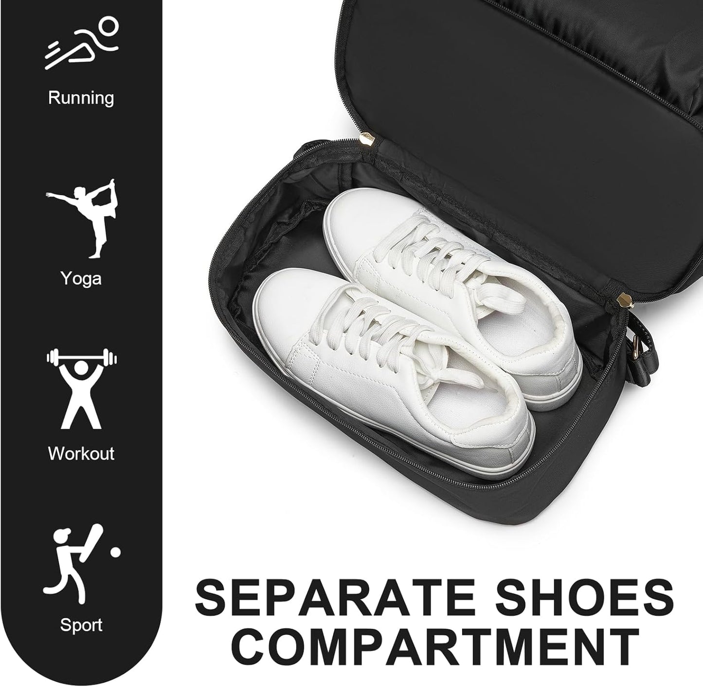 Seyfocnia Gym Backpack for Women - Lightweight Sports Bag with Shoe Compartment | Black