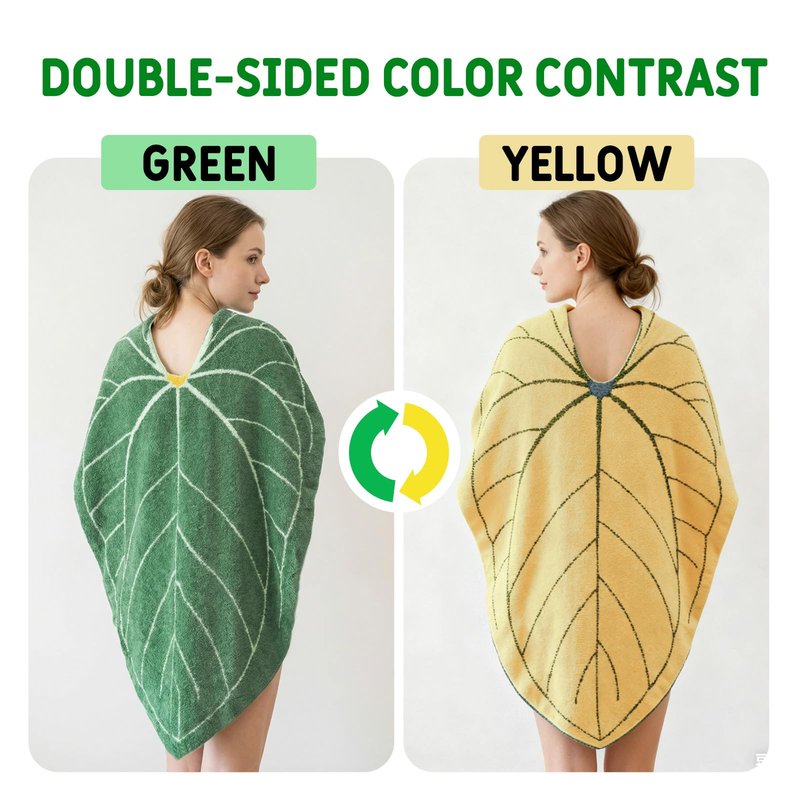 ZZTLHDS Leaf Shaped Half-Pile Blanket, Rogation 2-in-1 Ultra-Soft Half-Pile Wipe Bath Towel & Throw Blanket, Multipurpose Leaf Design for Bedroom, Travel, Couch Warm & Stylish(Green)