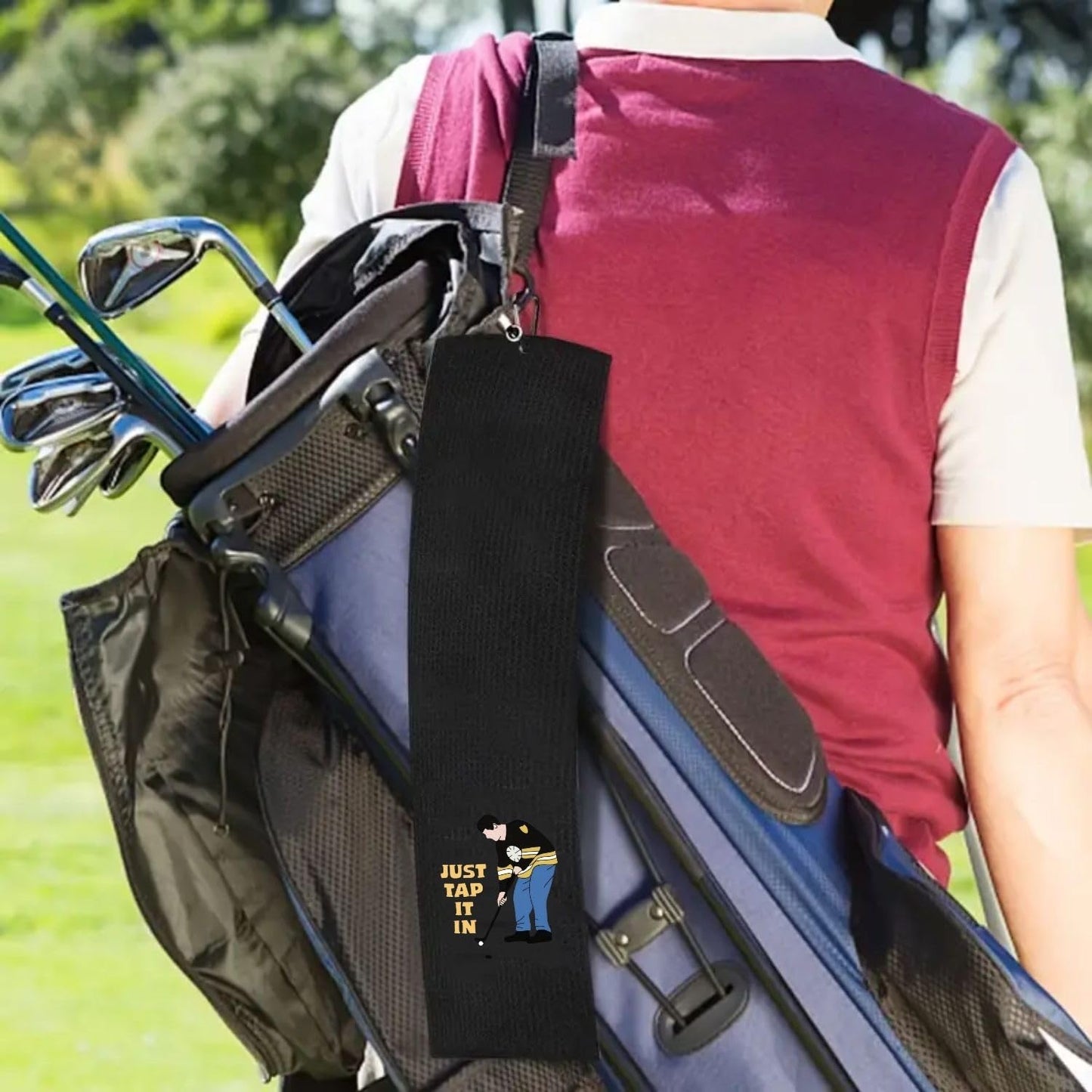 Amitrely Funny Golf Towel, Marsters Tournament, Funny Golf Towel for Golf Bags with Clip, Golf Gift for Men Husband Boyfriend Dad, Birthday, Cristmas Gifts for Fan (Just tap it in)