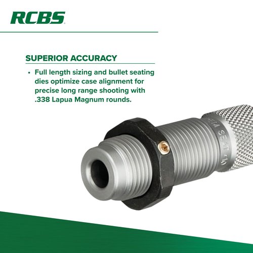 RCBS Full-Length Die Set .338 Lapua, Precision Reloading Die Set for Long-Range Shooting