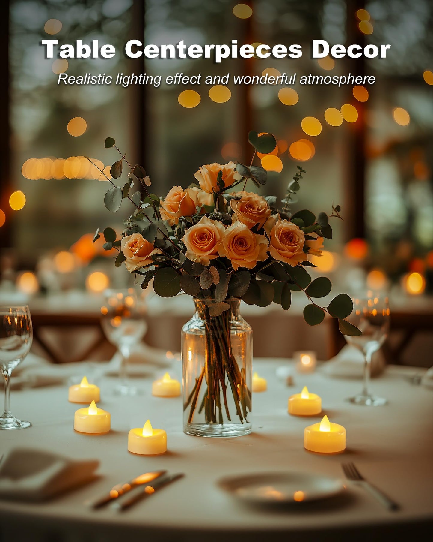 5plots Flameless Candles, 24Pcs Tea Lights Candles Battery Operated, Flameless Tealight Candles Flickering, Electric Tea Lights Votive Candles - Ivory - 1.5" x 1.25"