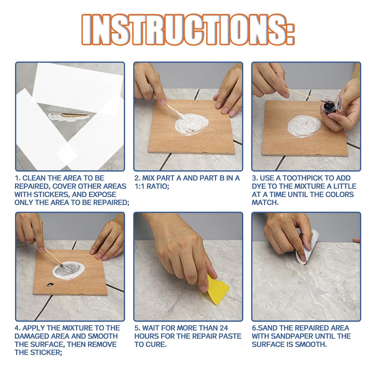 Porcelain Repair Kit, Non-Toxic Ceramic Tile Repair Kits Suitable for Ceramics, Porcelain, Resin, Granite, Marble, Quartz, Etc,Waterproof Fiberglass Tub Repair Kits (100, Grams)