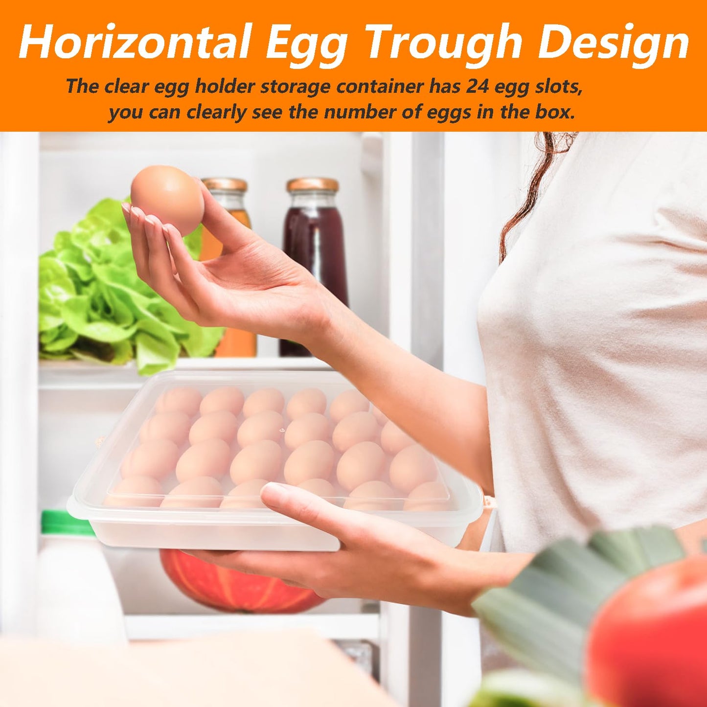 Qyyiguf 2 Pack Deviled Egg Containers with Lid,Clear Portable Storage Carrier Egg Holder,Stackable Plastic Egg Tray Carrier for Fridge,Kitchen,Keep Fresh(48 Eggs)