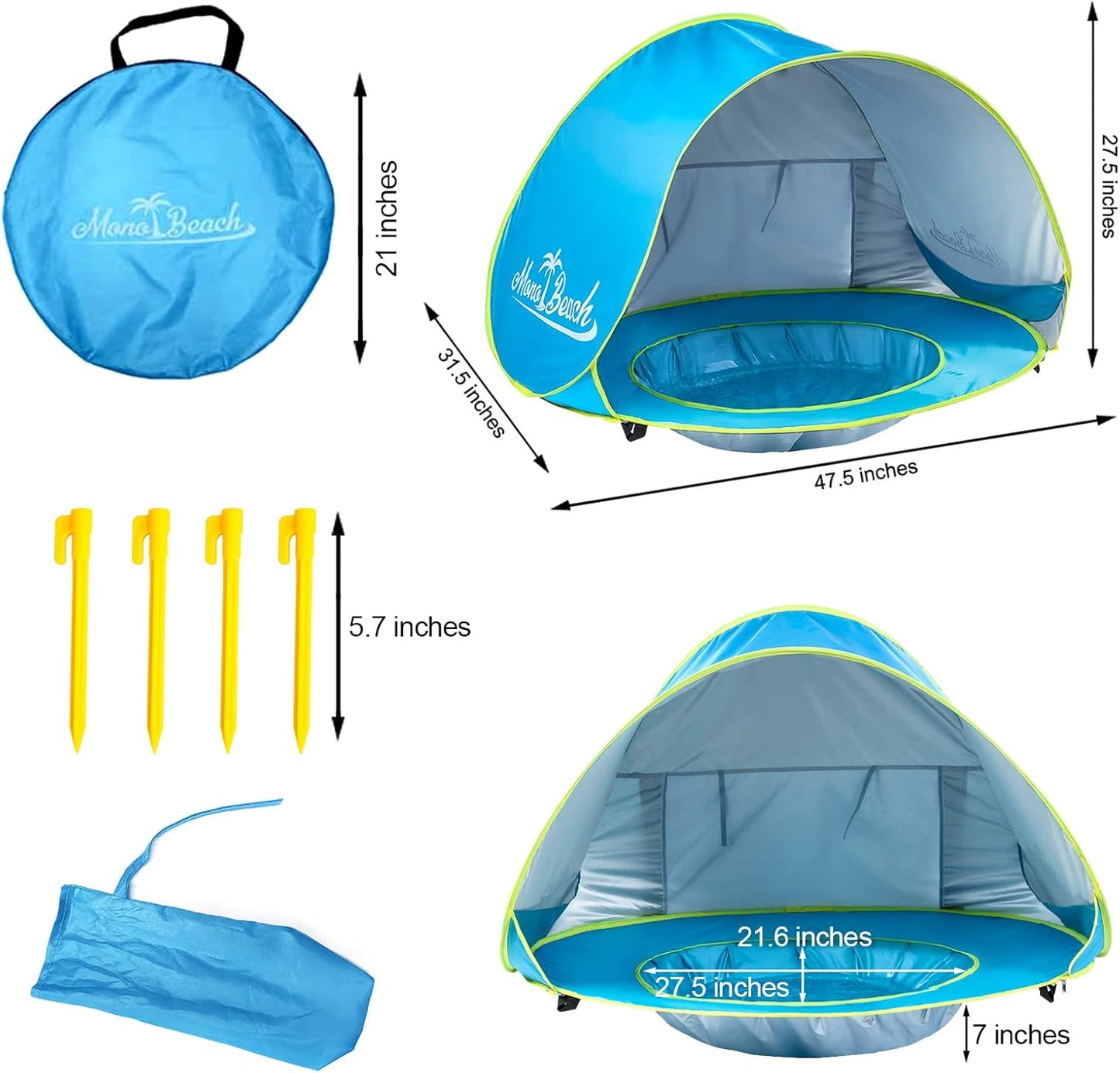 Monobeach Baby Beach Tent - Portable UV Protection Sun Shelter for Infants | Easy Pop-Up Design