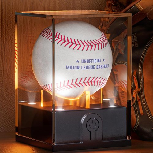 Leshein Baseball Display Case - LED Lighted Acrylic Holder for Memorabilia | UV Protected, Clear Design