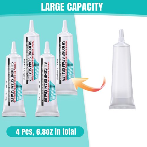AmazingSpark 4 Pcs Tent Seam Sealer Waterproof Fast Dry Clear Sealant for Tents, Tarps, Awnings