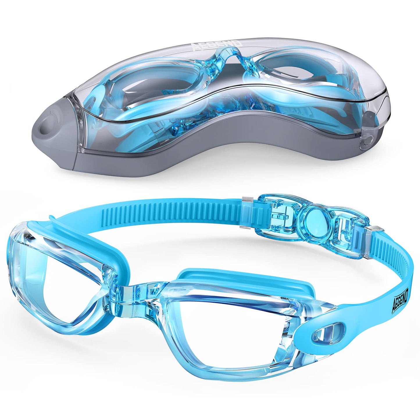 Aegend Swim Goggles, Swimming Goggles, No Leaking Adult Goggles Clear Lens, Anti-Fog & UV Professional Swimming Goggles for Men Women Youth, Summer Cooling Essential for Indoor Outdoor Swimming