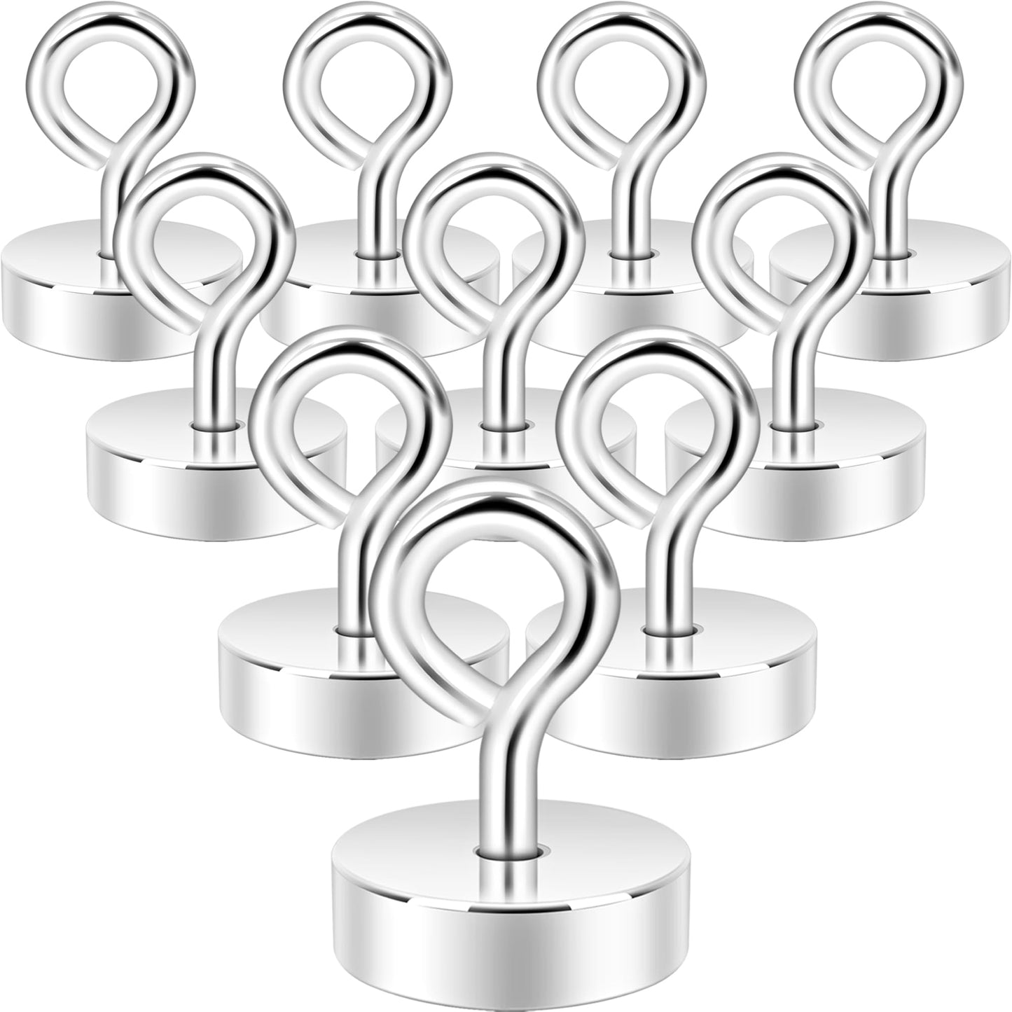 Neosmuk Magnetic Hooks,40lb Heavy Duty Earth Magnets with Hook for Refrigerator, Extra Strong Cruise Hook for Hanging, Magnetic Hanger for Cabins, Grill(Silver，10 Pack)