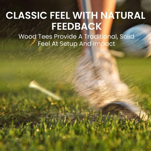 FINGER TEN Bamboo Golf Tees Wood 2 3/4 3 1/4 Inch Wooden Tee Color Bulk 250/500/1000/2000 Count for Men Women Kids (Natural, 250 Count(2 3/4 Inch))