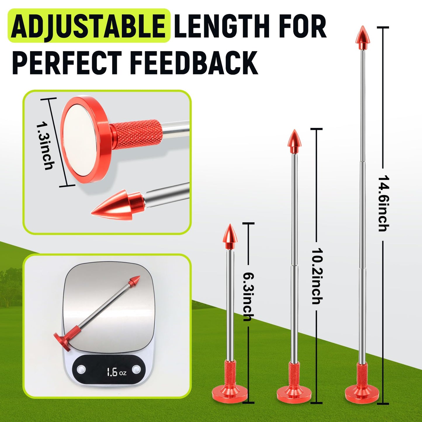 THE GOLFER STORE Golf Alignment Rods, Golf Club Alignment Stick Corrector Magnetic Golf Swing Trainer Aid Help Visualize and Align Your Golf Shot Length Adjustments