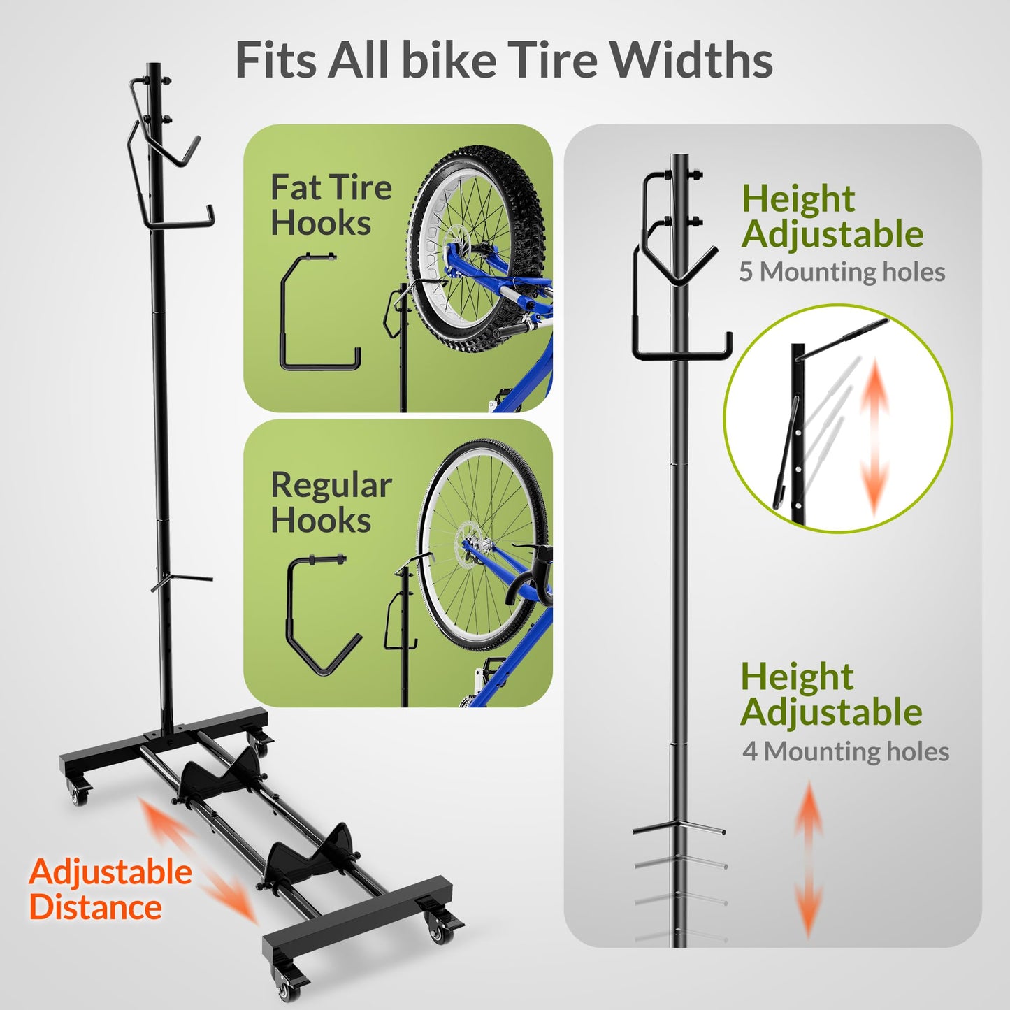 Sttoraboks Vertical Bike Parking Stand - Adjustable Height for 29"Wheels, Space-Saving & Freestanding Bike Rack for MTB/Road Bikes,No-Drill Installation Indoor Bike Storage for Apartments & Garages
