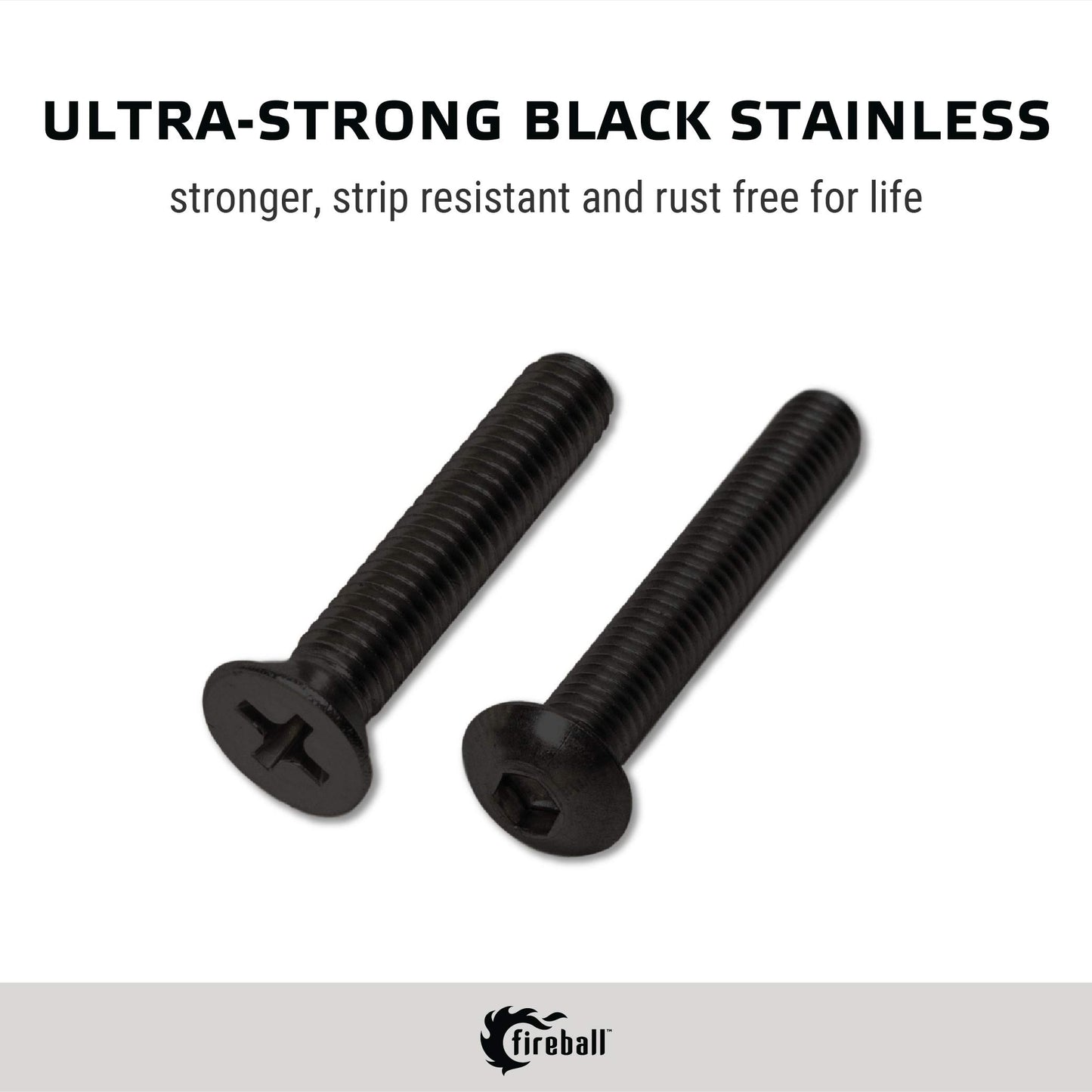 Fireball Dragon Black Stainless Steel Skateboard Hardware Set (Flat Allen, 1.0")