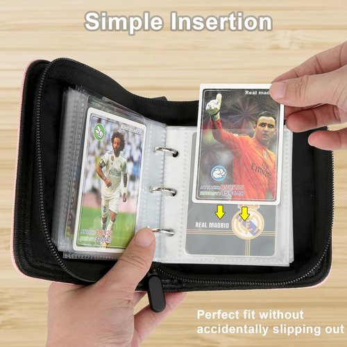 GERMUN Mini Card Binder - 80 Pocket Trading Card Album with 40 Double-Sided Sleeves | Black Color