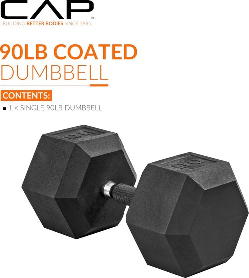 CAP Barbell Coated Hex Dumbbell - Versatile Weights from 10 to 120 lbs | Multiple Colors Available
