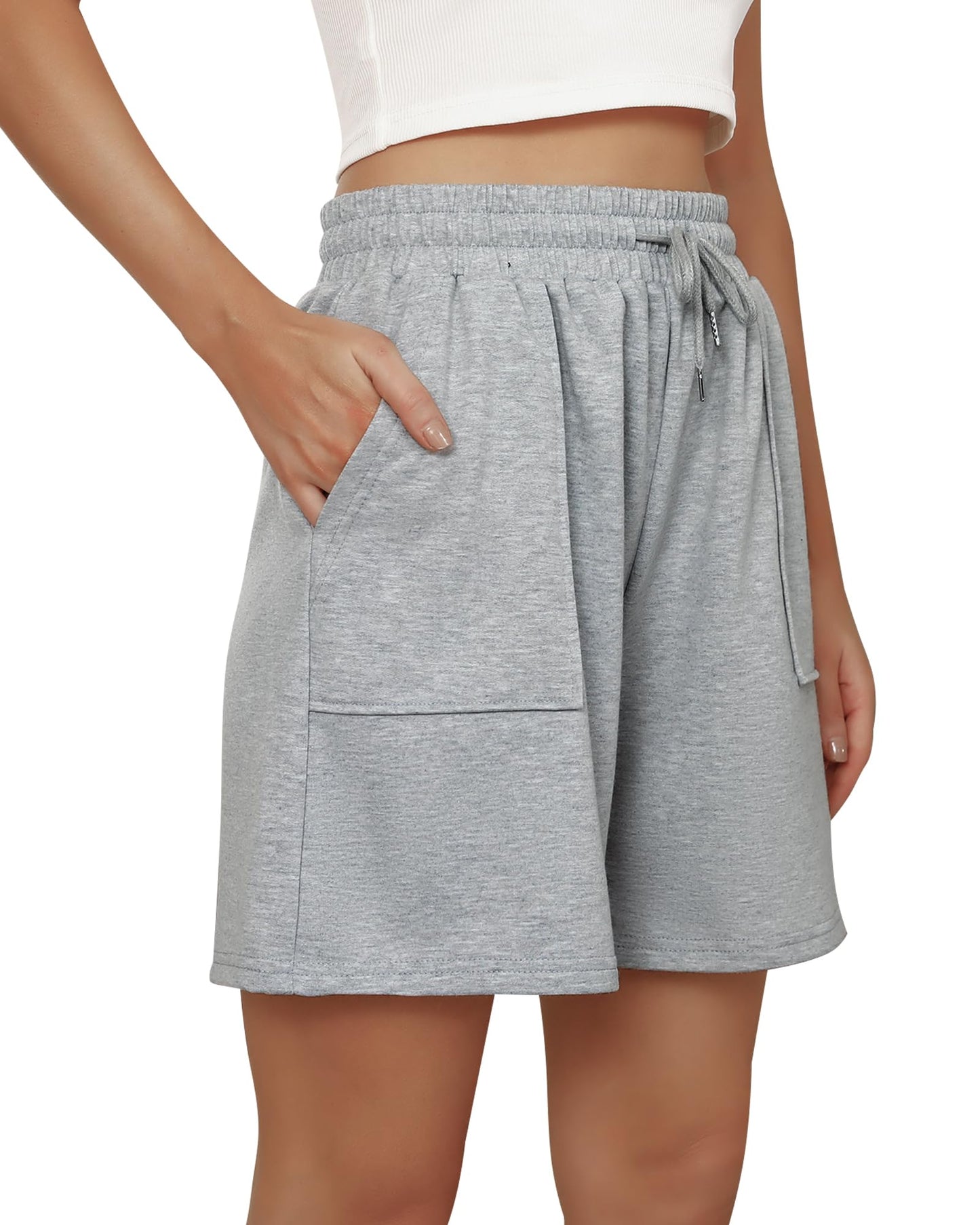 Women Lounge Shorts 7" Inseam Bermuda Shorts Workout Hiking Running Active Shorts for Teen Girls Grey XL