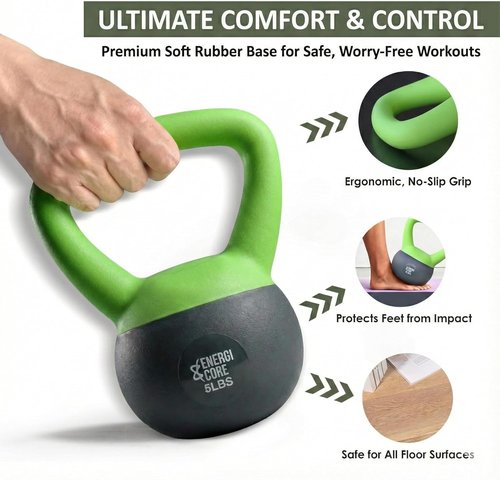 ENERGI CORE Kettlebell - Sand-Filled Weight for Home Gym Workouts | Portable Exercise Equipment for All Fitness Levels